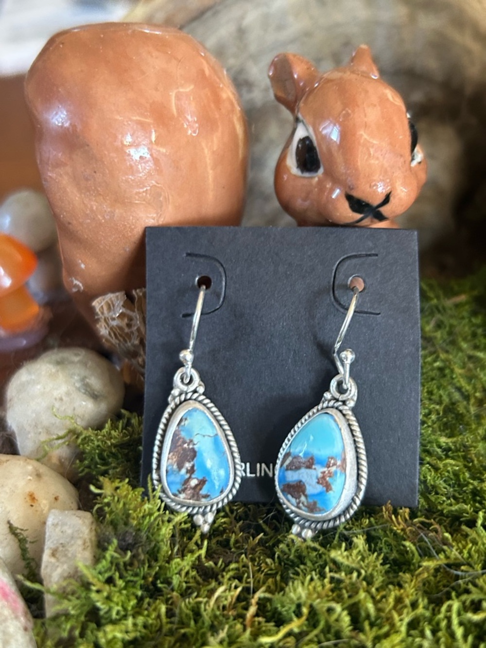 925 Sterling golden hills turquoise earrings